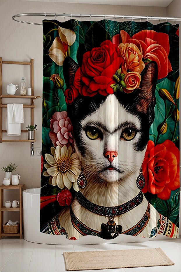 Bathroom Curtain, Cat's Cat Patterned Shower Curtain, Bathtub Curtain 175X200Cm