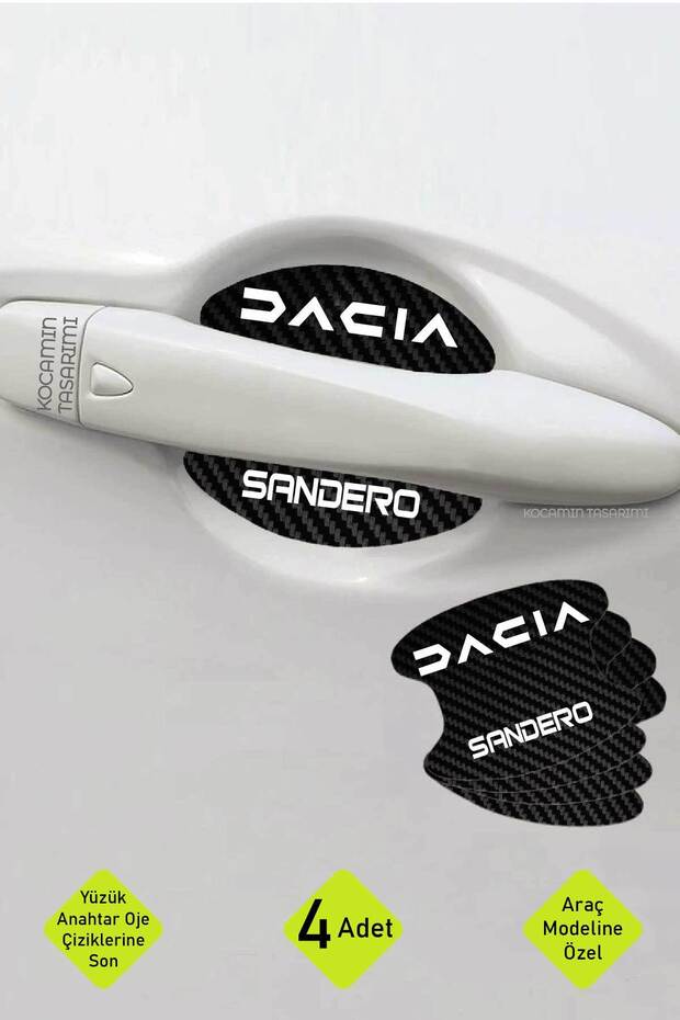Dacia Sandero Written Carbon Pattern Inside Door Sleeves and Scratches Special Protection Foil Set
