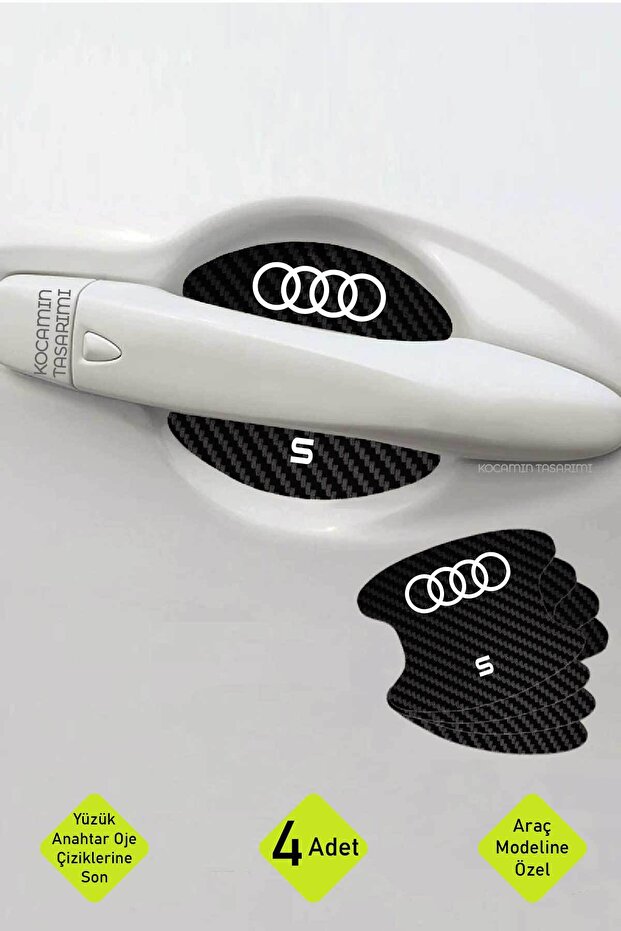 مجموعة من الخدوش والرقائق المعدنية للباب بنمط الكربون لطراز Audi S - حروف S