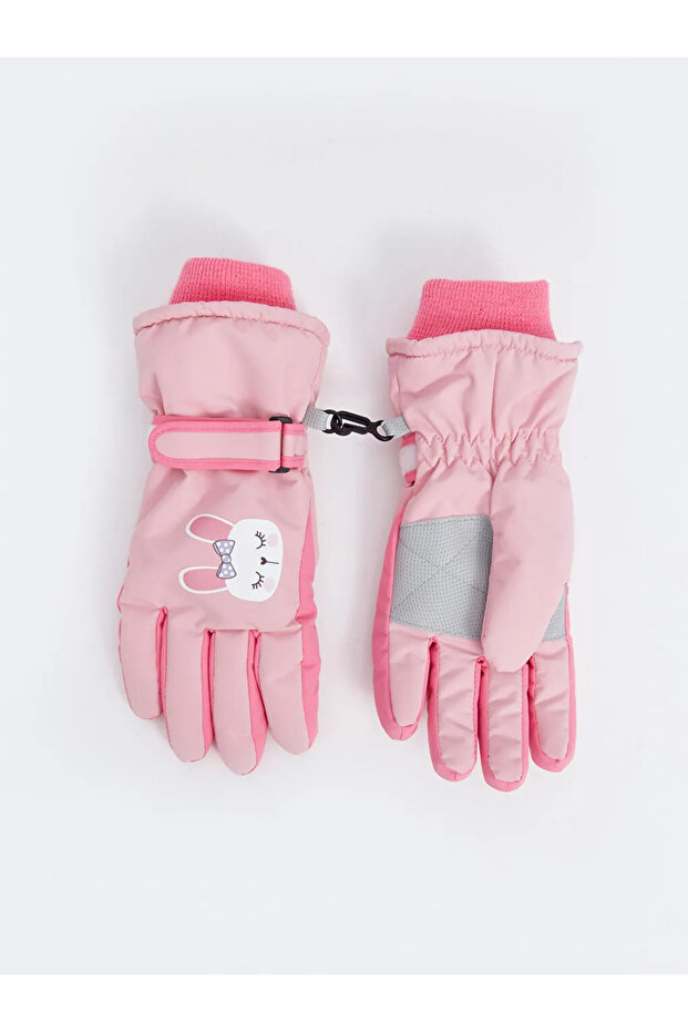Lcw Accessories Pink Rabbit Printed Girl's Snow Gloves