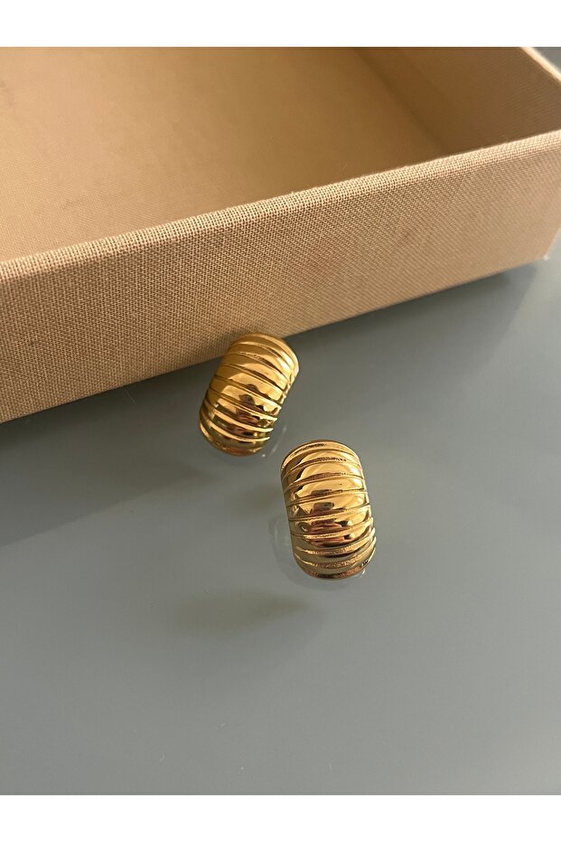 Çelik Minimal Çizgili Küpe - 3