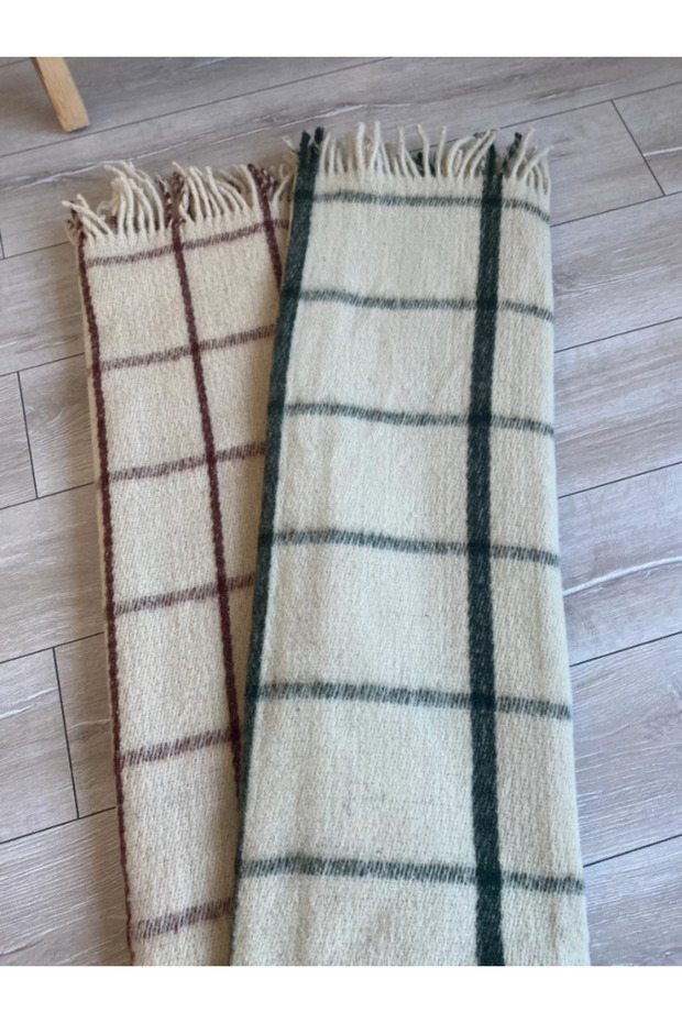 %100 Saf Yün Scotch Battaniye Tek Kişilik 170×130 cm–Doğal Yün, Tek Kişilik, Sıcak Aile Evi Konsepti - 5