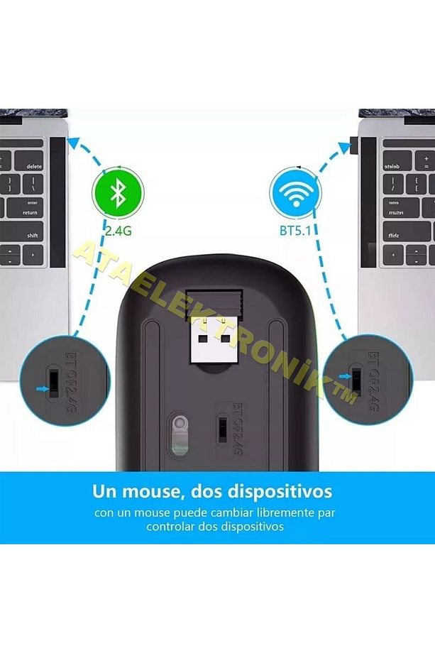 Rgb Bluetooth Led Işıklı Şarjlı Kablosuz Mouse Maus Fare Sessiz 2.4 Ghz Usb Wireless - 3