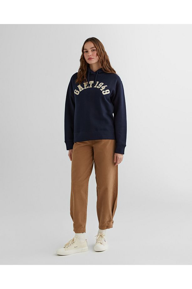 Kadın Lacivert Relaxed Fit Kapüşonlu Logolu Sweatshirt - 5