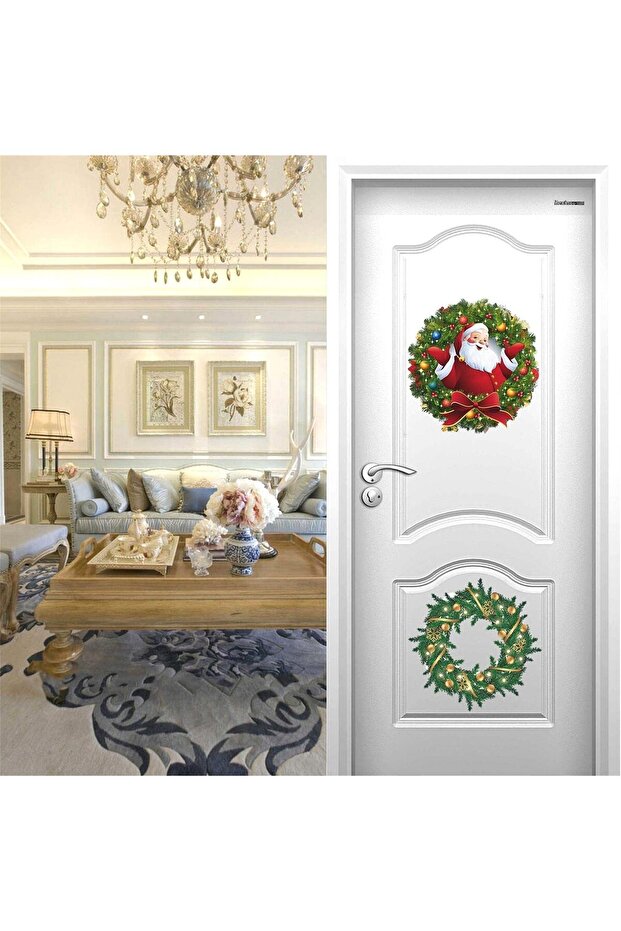 Christmas Window Wall Decals,Removable Vinyl Wreath Garland Stickers