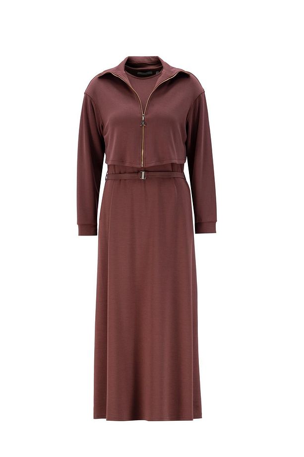 Hırkalı Örme Elbise 24kd6815 Kızıl Kahve - 5