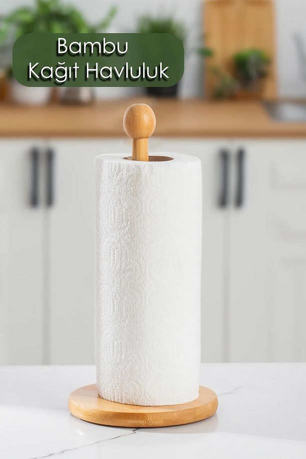 Bambu Kağıt Havlu Tutacağı Havluluk Oval Taban - 1