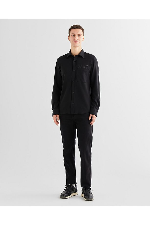 Erkek Siyah Regular Fit Logolu Gömlek - 3