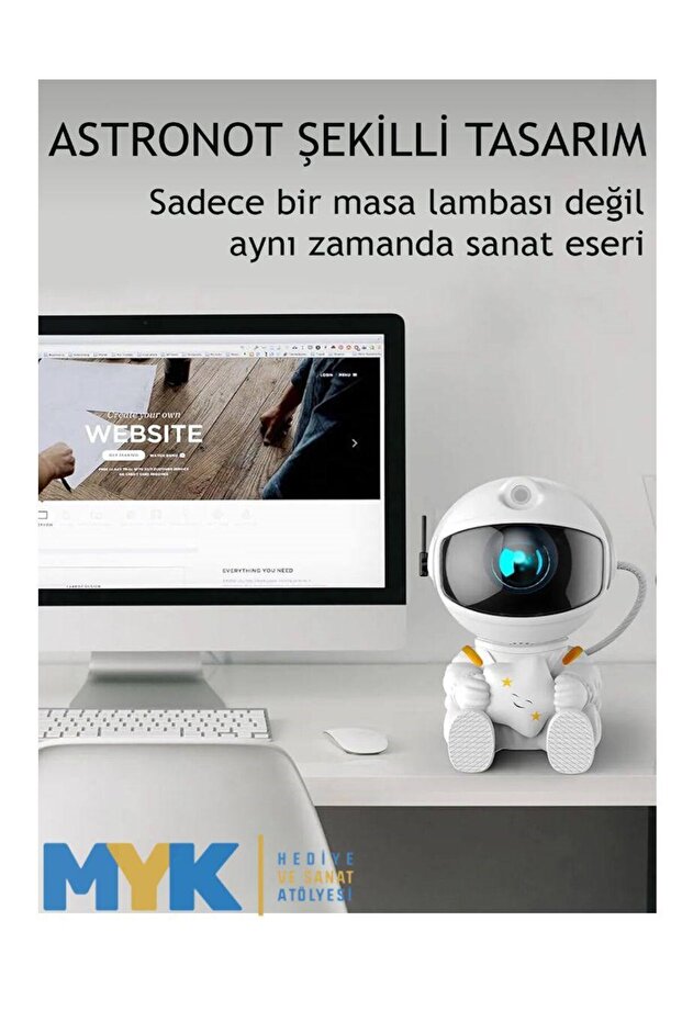 Astronot Projektör Led Işık Lazer Galaxy 360 Yıldız Projeksiyon Aurora Bulutsusu Çocuk Gece Lambası - 6