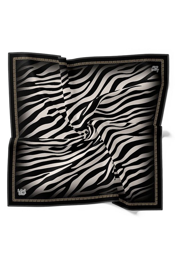 Leopar Zebra Kaz ayağı Desen Işıltılı Kristal Eşarp - 2