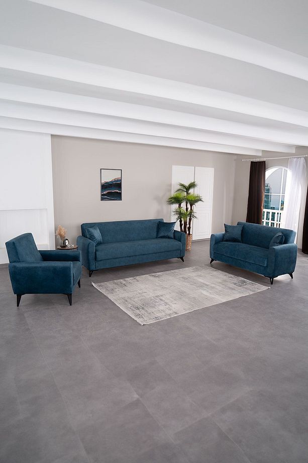 Dove Yüksek Ayaklı 3 2 B Koltuk Takımı Mavi - 1