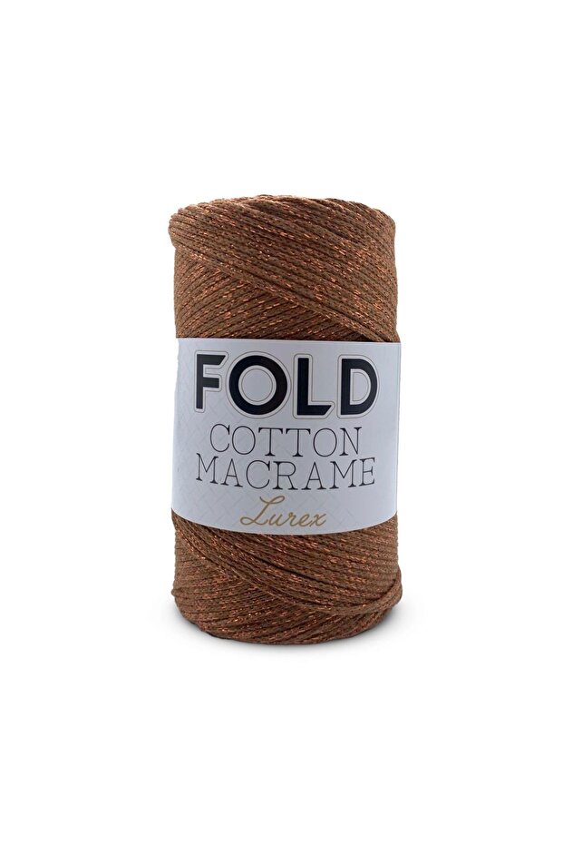 حياكة قطنية مكرامية - خيط لامع، قرفة - 1