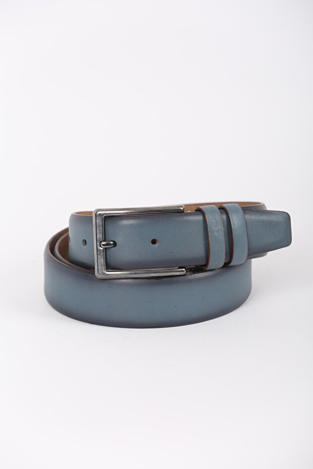3.5 cm Indigo Blue Leather Belt