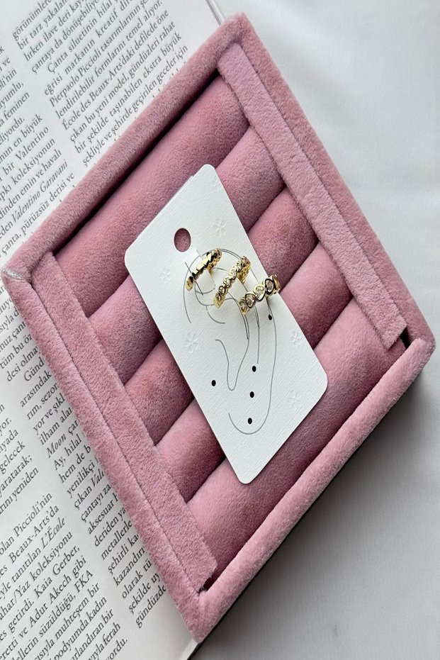 Women's Earrings Vip Series Imported Zircon 3 Row Heart Cartilage Model Tarnish-Free Earrings