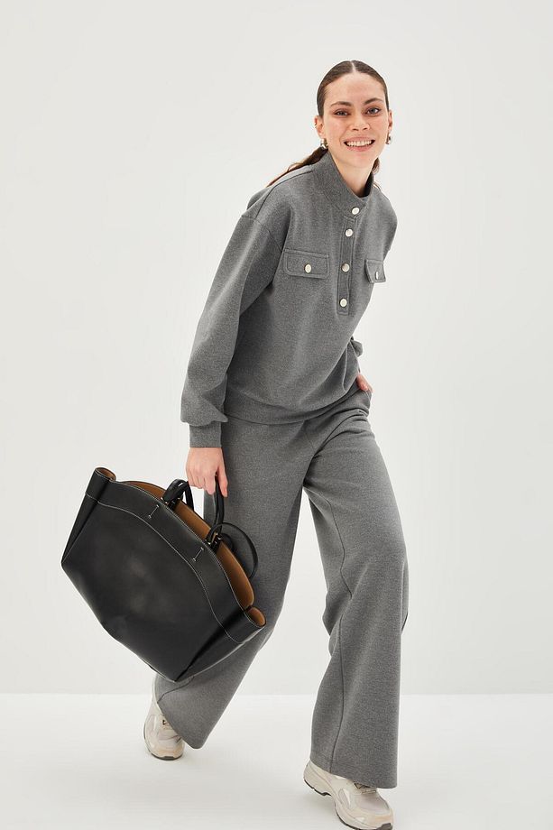 Çıtçıt Düğmeli Regular Örme Sweatshirt - 7