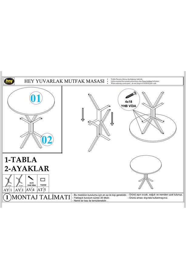 Nisa Ceviz Yuvarlak Mutfak Masası Yemek Masası Metal Siyah Ayak 70 Cm - 7