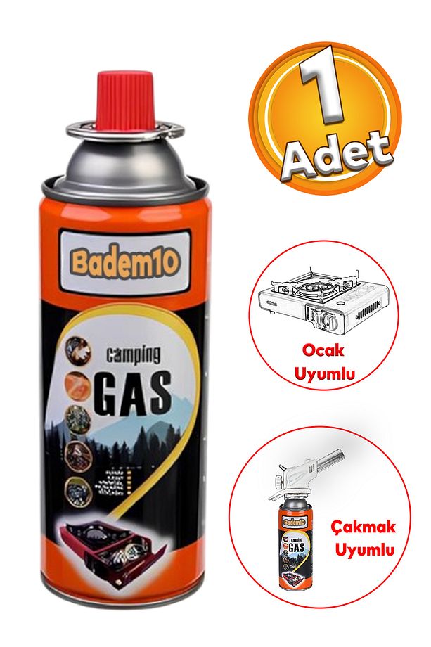 Kamp Gazı 1 Adet Bütan Propan Gaz Tüpü Portatif Ocak Kartuşu Tek kullanımlık Pürmüz 400 ml - 1