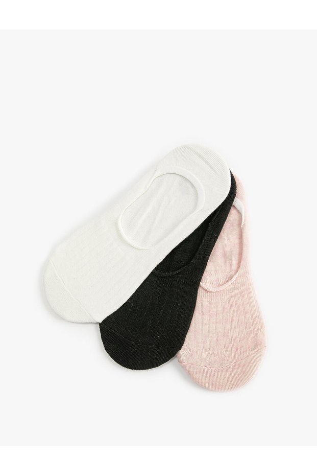 Set of 3 Textured Ballerina Socks - Multicolored