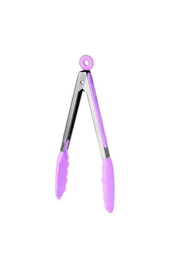 Kitchen Tongs With Handle Purple/Grey 23cm