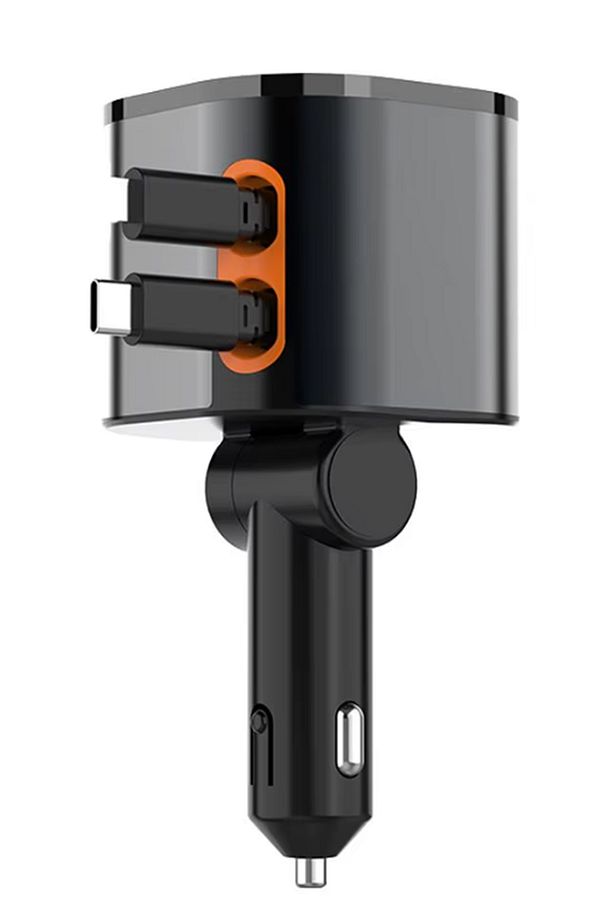 100w 6 In 1 geri çekilebilir araç şarj USB tip C kablo araba Bluetooth hızlı şarj adaptörü Uyumlu - 3