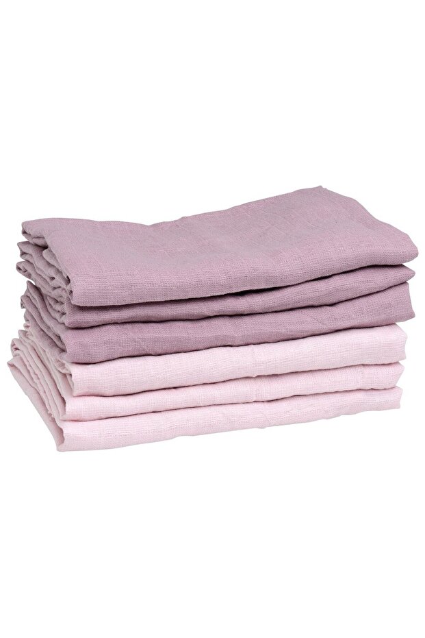 - Organic Muslin Towel - 6pcs - Rose/Heath Flower