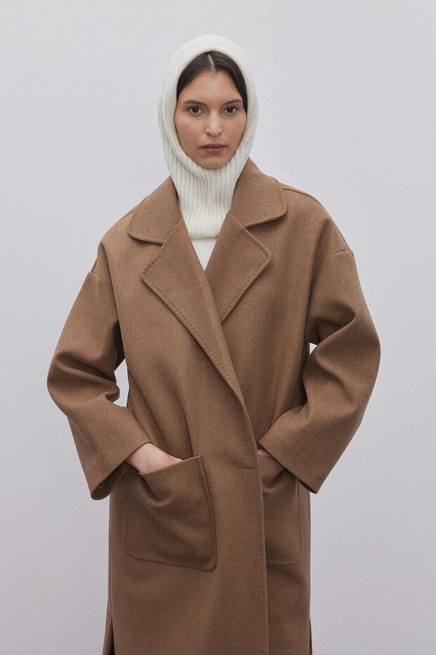 Ecru Drawstring Balaclava - Beanie Cap Drawstring - 5