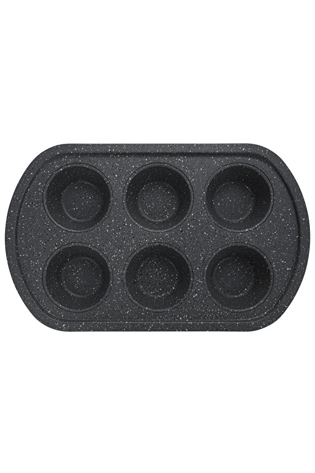 Muffin Pan 6-Piece Cupcake Baking Pan, Carbon Steel Non Stick Muffin Pan, Granite Coating