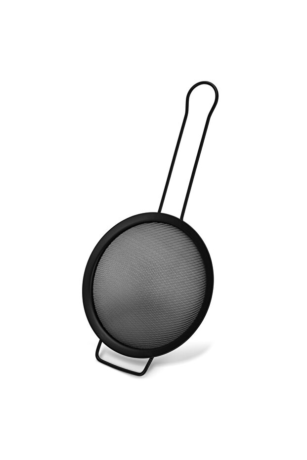 Fine Mesh Strainer 16cm with Handle, Kitchen Fine Mesh Seive Stainless Steel (Black)