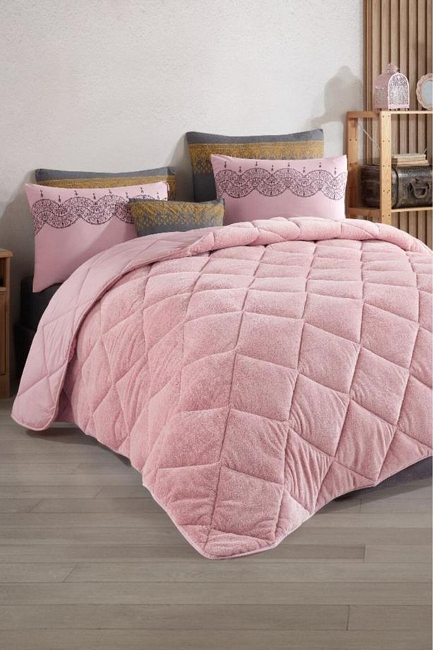 Olis Welsoft 6 Parça Comforter Yorgan Seti Pudra - 1