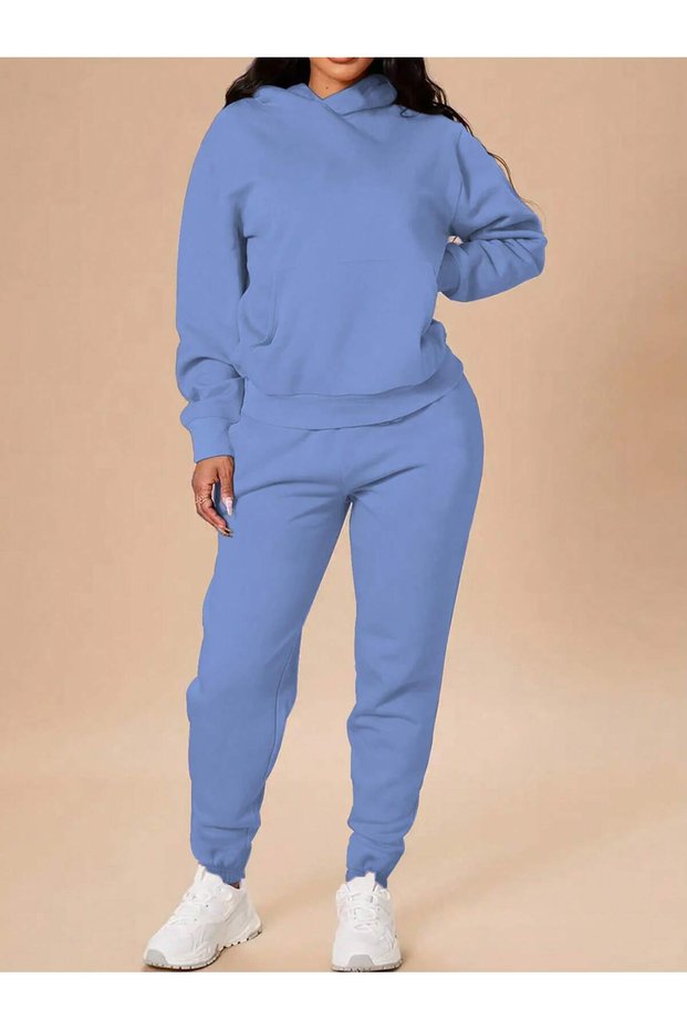 Set de trening oversize, 100% bumbac, cu glugă