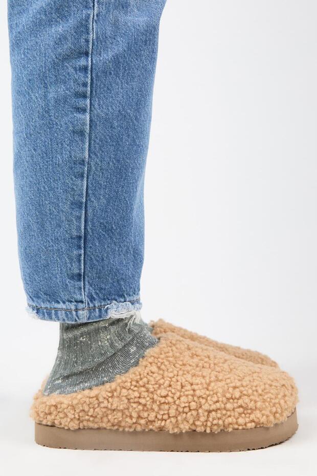 (Orlina) Women's Tedy Sabo Platform Caramel Slippers