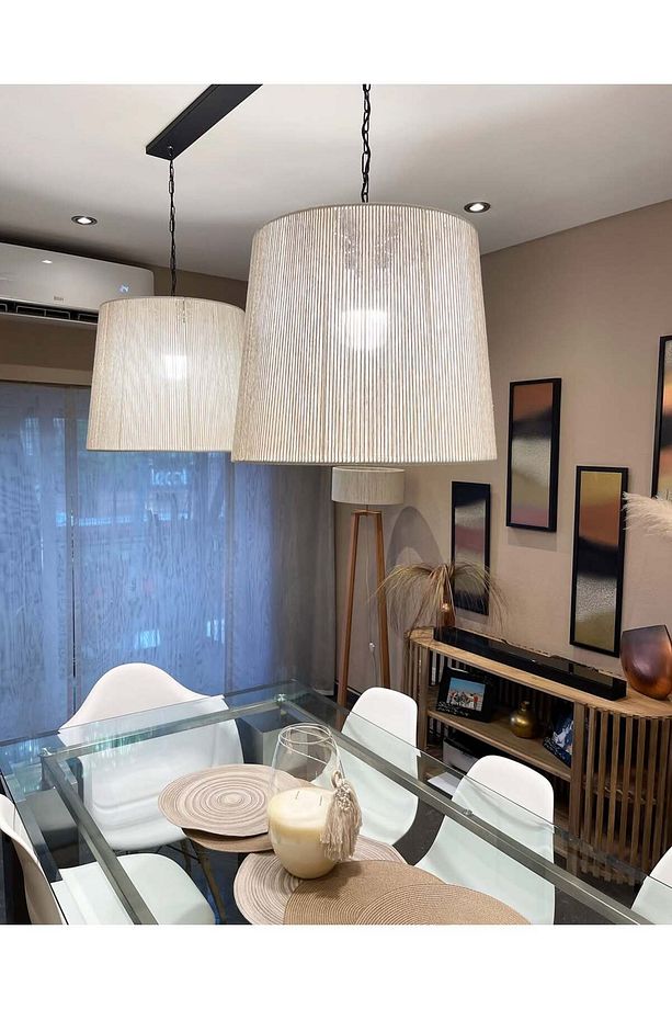 LUMİNART makrome avize hasır avize el yapımı avize 45cm ÇAPINDA - 6