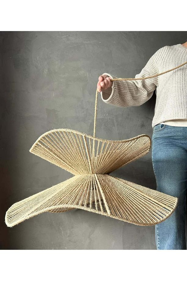 LUMİNART rafya avize rafya duvar süsü bohem avizeler hasır avize 50CM ÇAPINDA - 5