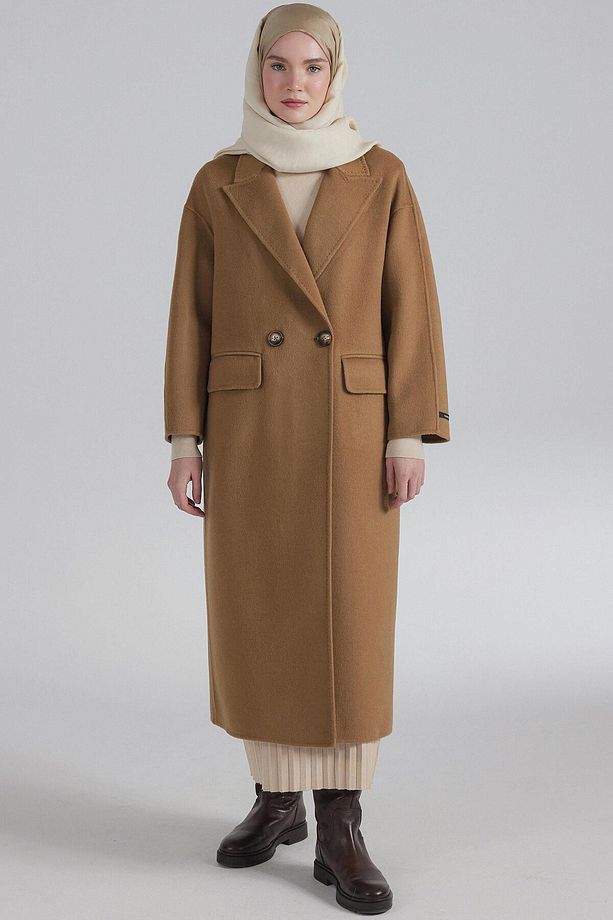 Kruvaze Düşük Kol Kaban - Camel - 7