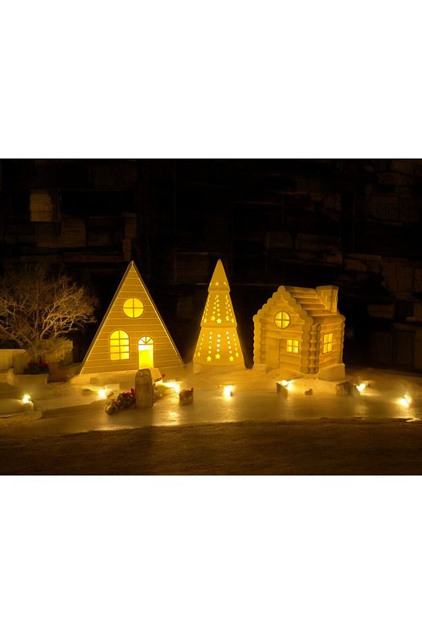 3lü Set Led Mum Işıklı Yılbaşı Noel Çam Ağacı Ev Evler Tealight 3 ADET LED MUM DAHIL - 2