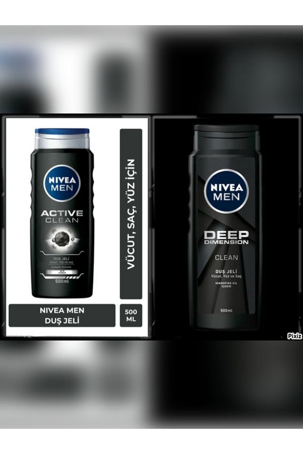 2li nivea Active Clean 500 Ml+ NIVEA Men Deep Dimension Duş Jeli 500ml - 1
