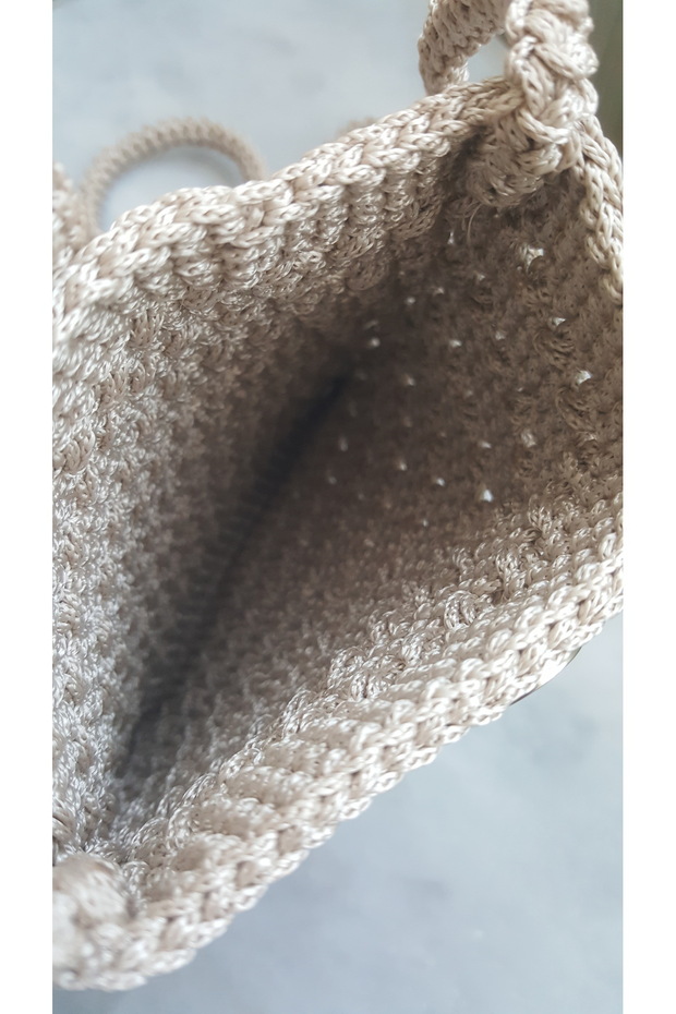 Makrome İp El Örgüsü Kol Çantası ve Telefon Çantası - 3