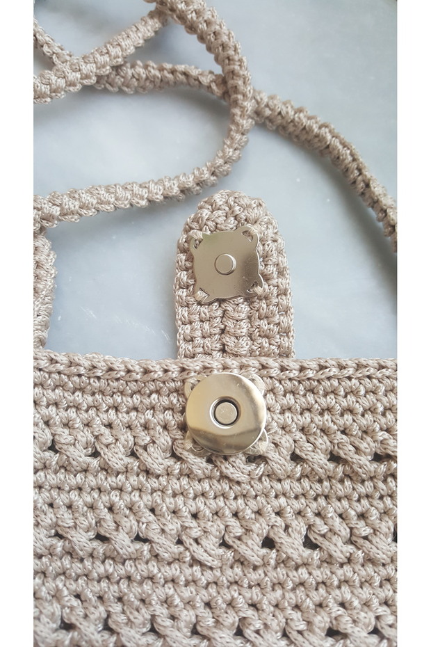 Makrome İp El Örgüsü Kol Çantası ve Telefon Çantası - 4