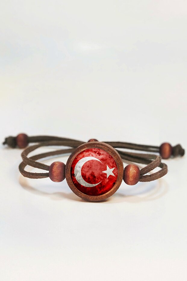 Turkish Flag Wooden Bracelet
