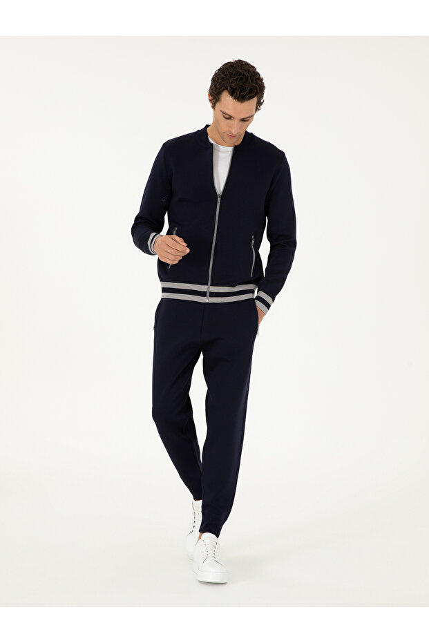 Lacivert Regular Fit Triko Hırka 50293466-VR033 - 4