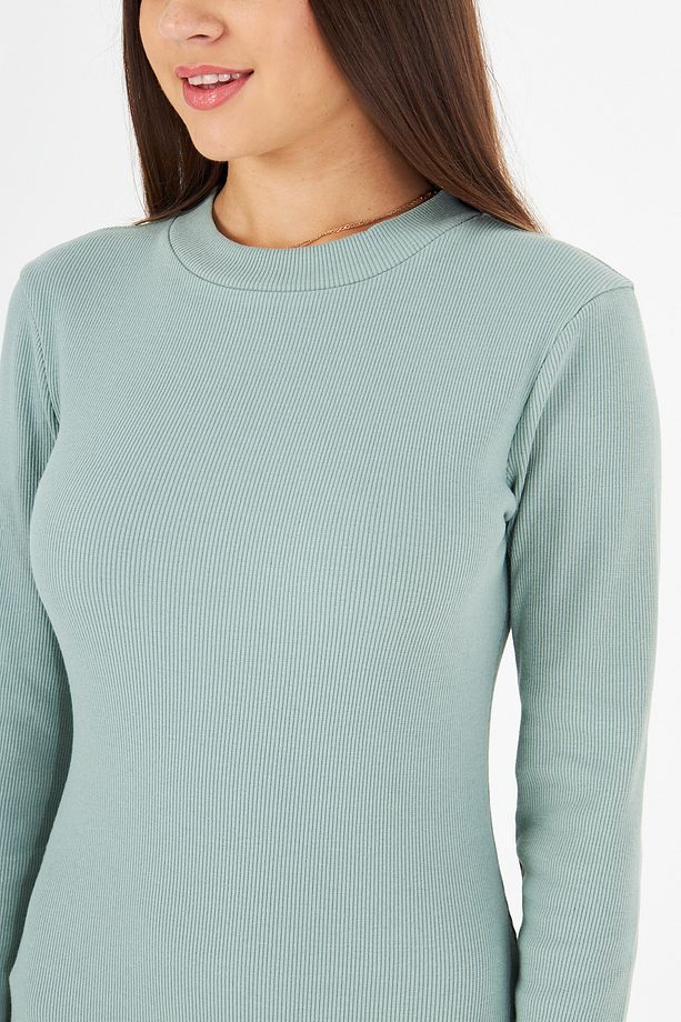 Kadın  Dik Yaka Bodycon Uzun Kollu Örme Kaşkorse Mini Boy  Elbise - 8