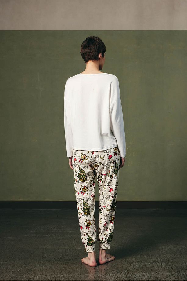 Kadın Pamuklu Uzun Kollu Pijama Üstü - 4