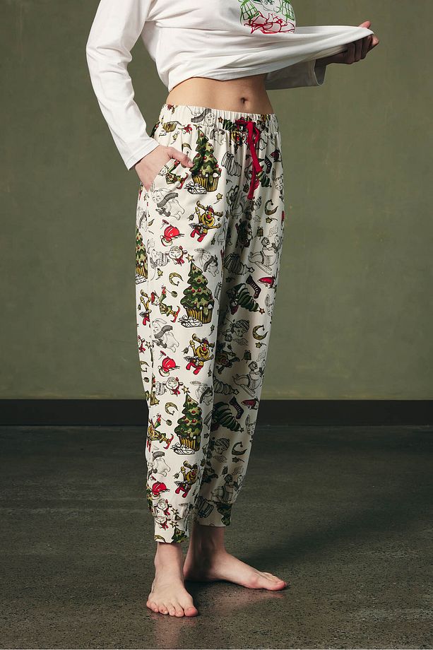 Kadın Pamuklu Uzun Kollu Pijama Üstü - 3