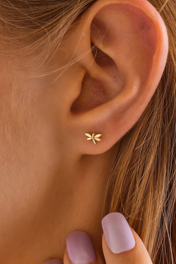 14 Ayar Altın Tragus Küpe Yusufcuk Vidalı - 4