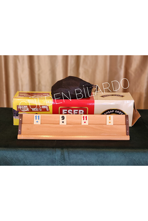 Wooden Okey Set with Tree Pattern - 1