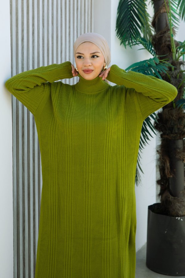High Neck Knitwear Dress Set 2443