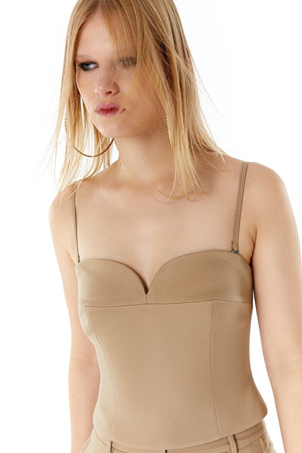 Askılı Camel Büstiyer Top - 5