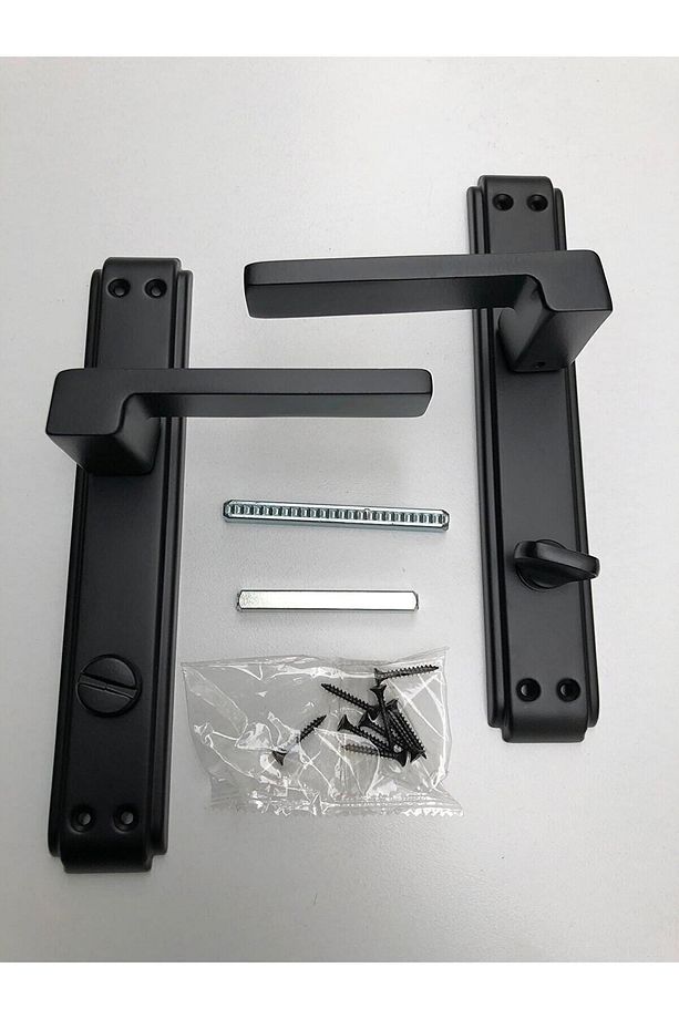 Anka Aynalı Wc Kapı Kolu Mat Siyah - Sağ Wc Siyah Wc Kapı Kilidi 40mm / Set Olarak - 2