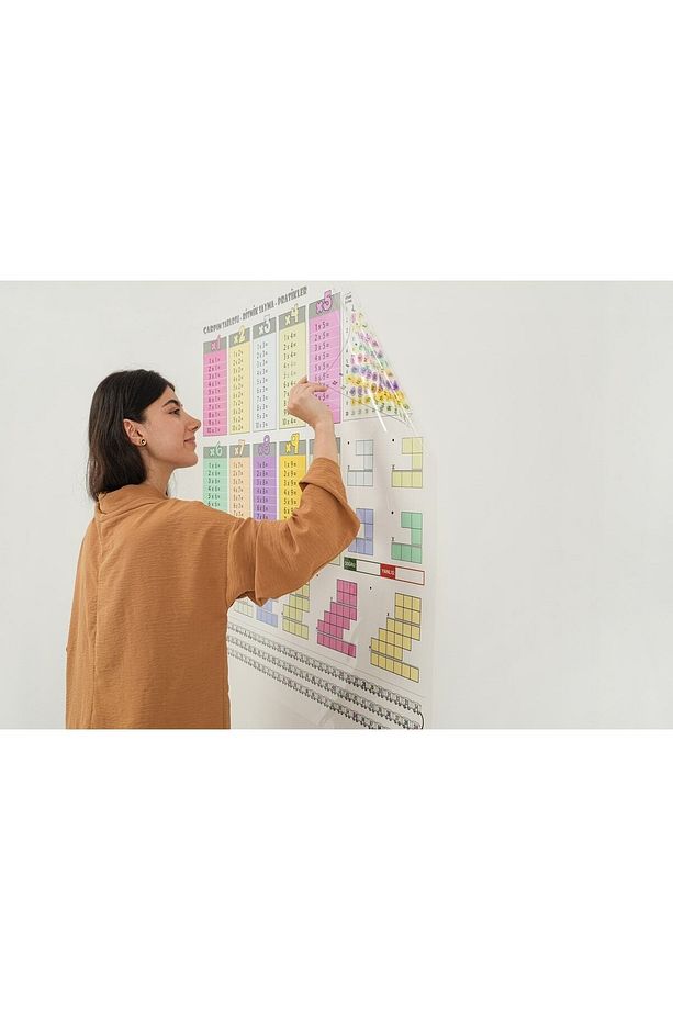 Renkli Çarpım Tablosu 100x100cm Kalem Hediyeli Statik Akıllı Kağıt Tahta - 3