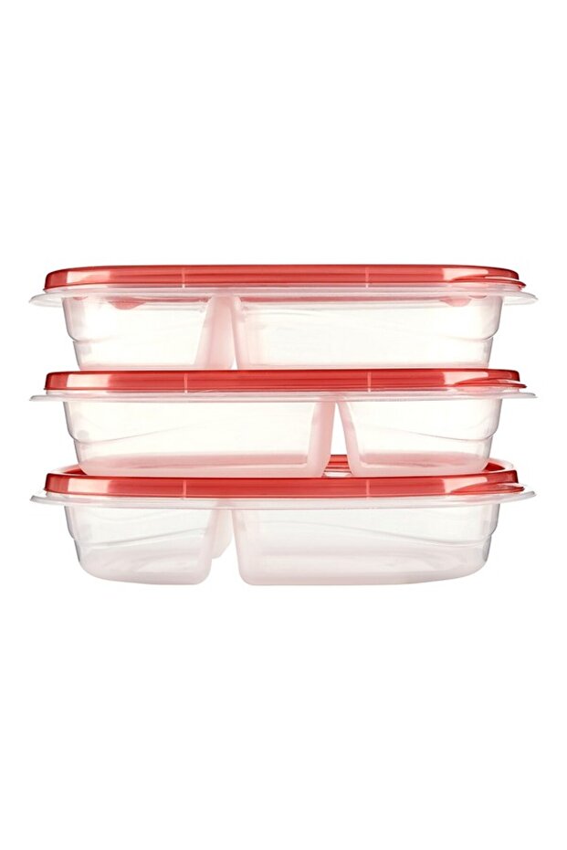 3-Piece 3.7-Cups TakeAlongs Dishwasher Safe Stackable Plastic Divided Food Storage Container Set